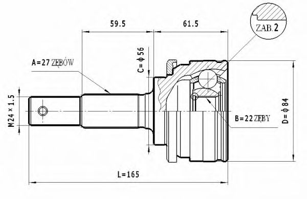 Шарнирный комплект, приводной вал STATIM C.504