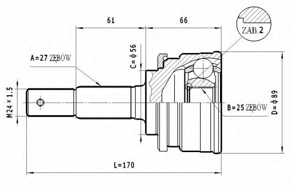 Шарнирный комплект, приводной вал STATIM C.514