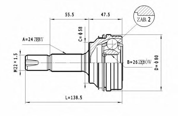 Шарнирный комплект, приводной вал STATIM C.562
