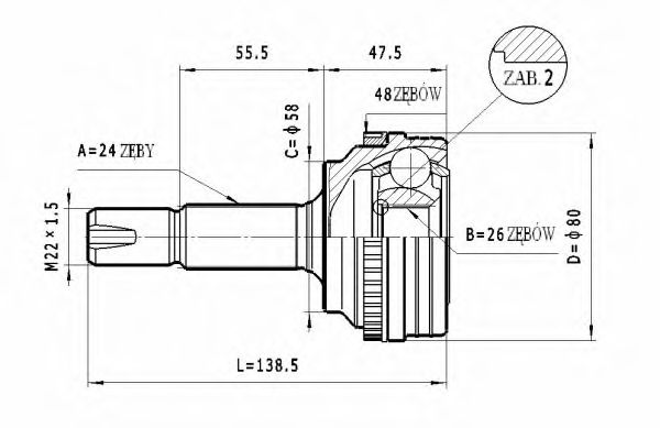 Шарнирный комплект, приводной вал STATIM C.563