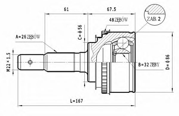 Шарнирный комплект, приводной вал STATIM C.572