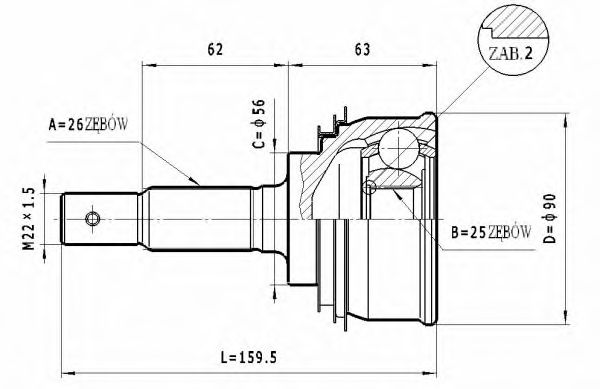 Шарнирный комплект, приводной вал STATIM C.579