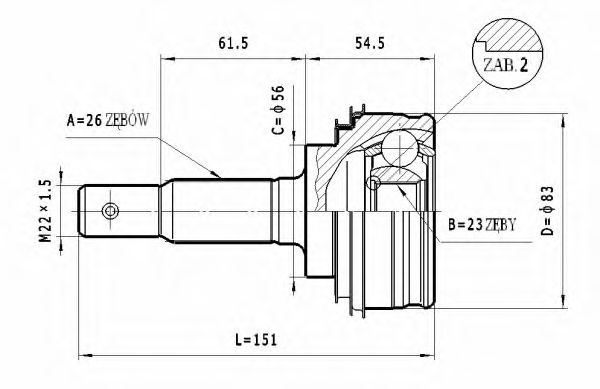 Шарнирный комплект, приводной вал STATIM C.594