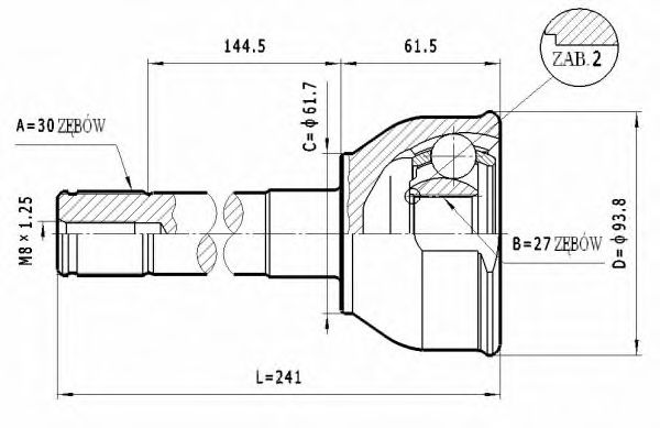 Шарнирный комплект, приводной вал STATIM C.596