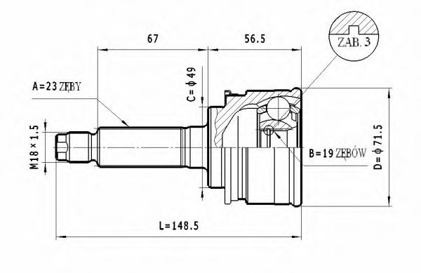 Шарнирный комплект, приводной вал STATIM C.631