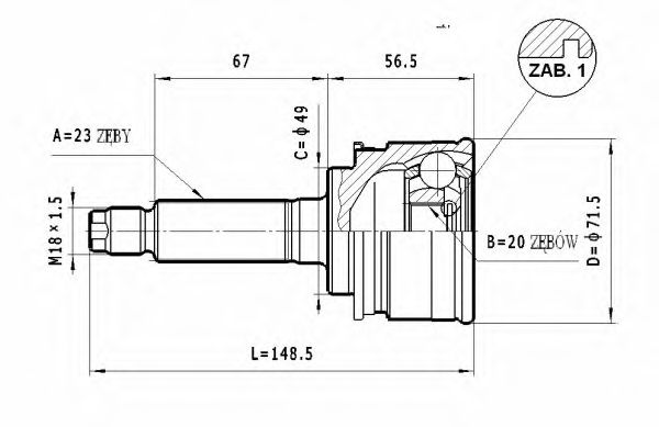 Шарнирный комплект, приводной вал STATIM C.636