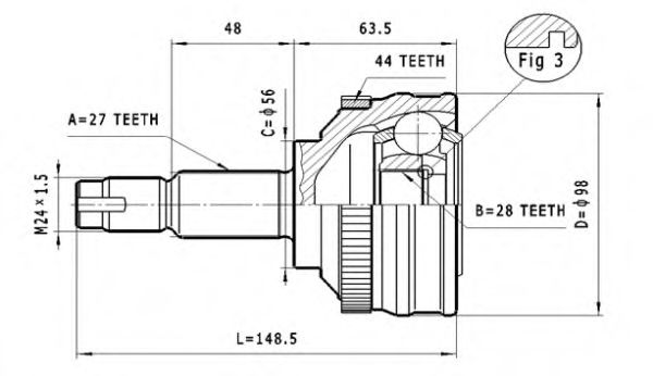 Шарнирный комплект, приводной вал STATIM C.157