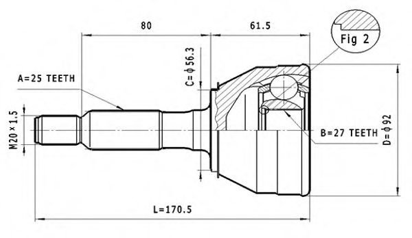 Шарнирный комплект, приводной вал STATIM C.371