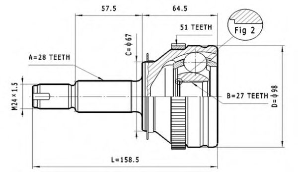 Шарнирный комплект, приводной вал STATIM C.373