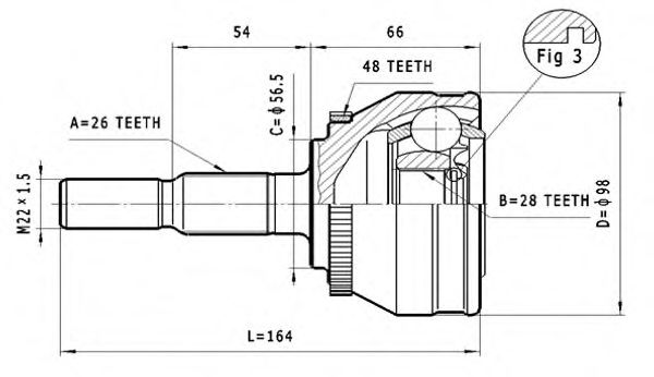 Шарнирный комплект, приводной вал STATIM C.384
