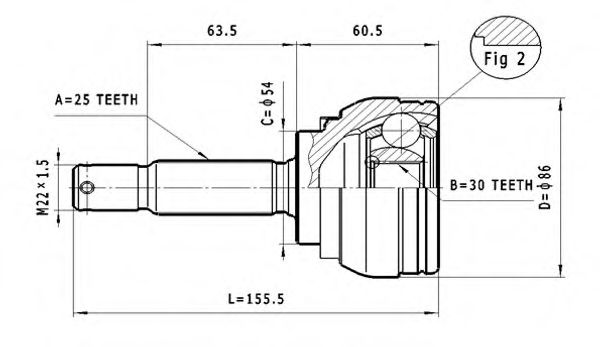 Шарнирный комплект, приводной вал STATIM C.625