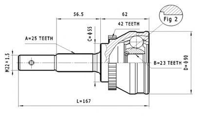 Шарнирный комплект, приводной вал STATIM C.535