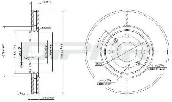 Тормозной диск DITAS DFD1006