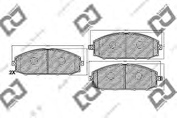 Комплект тормозных колодок, дисковый тормоз DJ PARTS BP1033