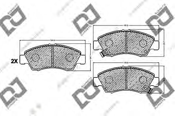 Комплект тормозных колодок, дисковый тормоз DJ PARTS BP1054