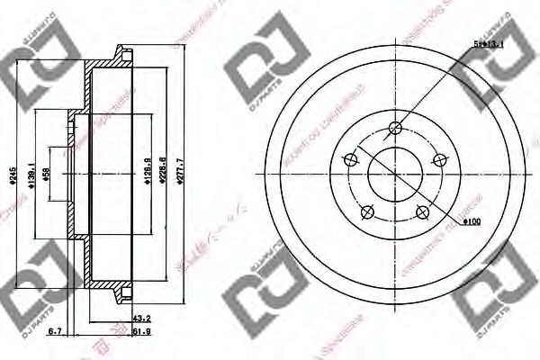 Тормозной барабан DJ PARTS BR1025