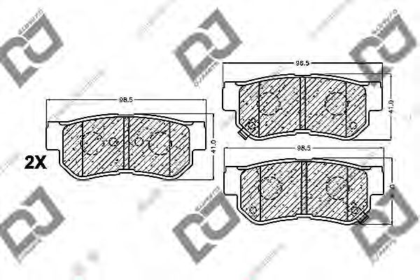 Комплект тормозных колодок, дисковый тормоз DJ PARTS BP1128