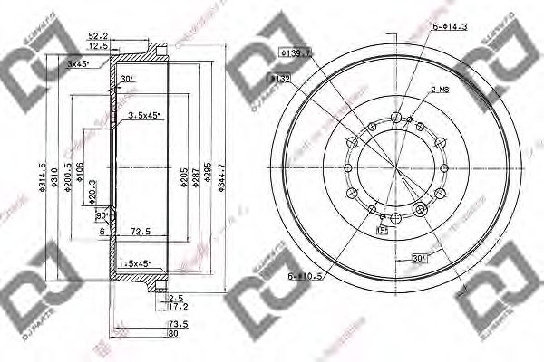 Тормозной барабан DJ PARTS BR1033