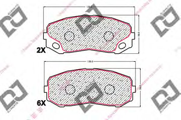Комплект тормозных колодок, дисковый тормоз DJ PARTS BP1808