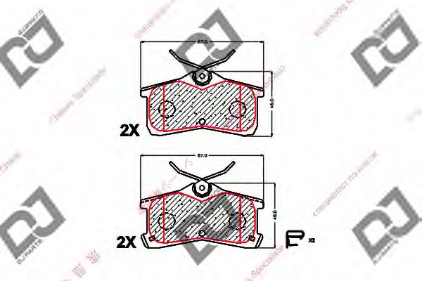 Комплект тормозных колодок, дисковый тормоз DJ PARTS BP1605