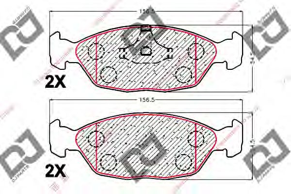 Комплект тормозных колодок, дисковый тормоз DJ PARTS BP2007