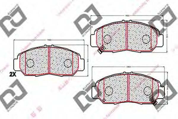 Комплект тормозных колодок, дисковый тормоз DJ PARTS BP1762