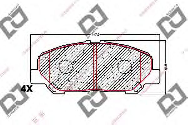 Комплект тормозных колодок, дисковый тормоз DJ PARTS BP1613