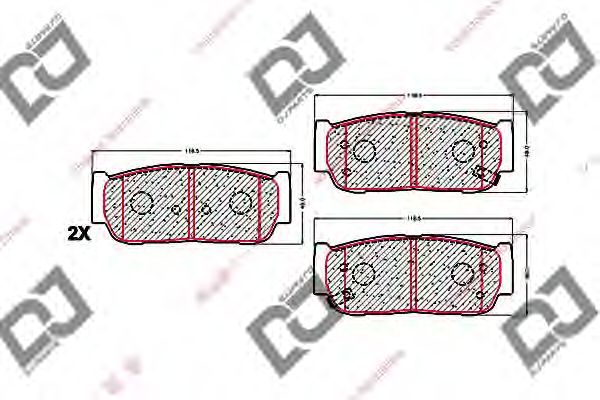 Комплект тормозных колодок, дисковый тормоз DJ PARTS BP1628