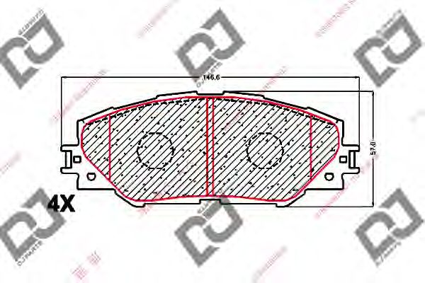 Комплект тормозных колодок, дисковый тормоз DJ PARTS BP1637