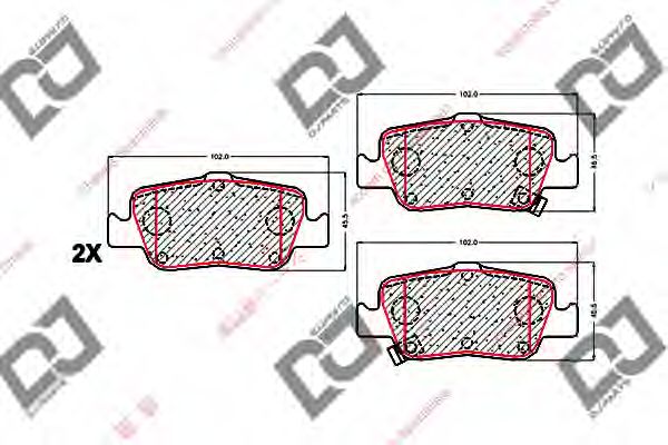 Комплект тормозных колодок, дисковый тормоз DJ PARTS BP1643