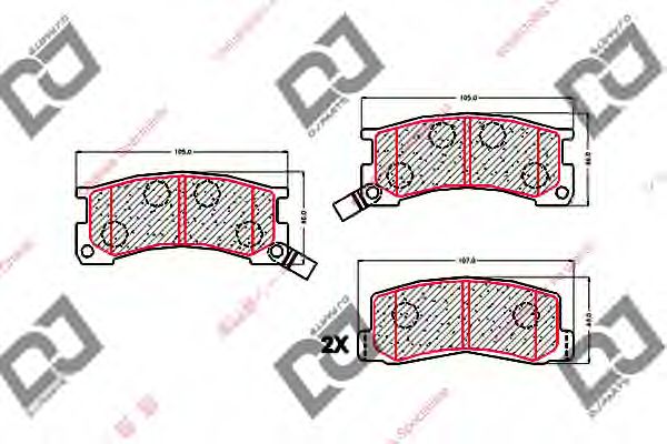 Комплект тормозных колодок, дисковый тормоз DJ PARTS BP1644