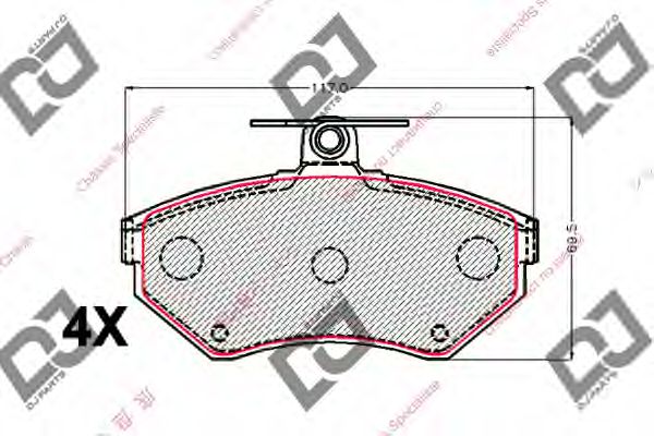 Комплект тормозных колодок, дисковый тормоз DJ PARTS BP2100