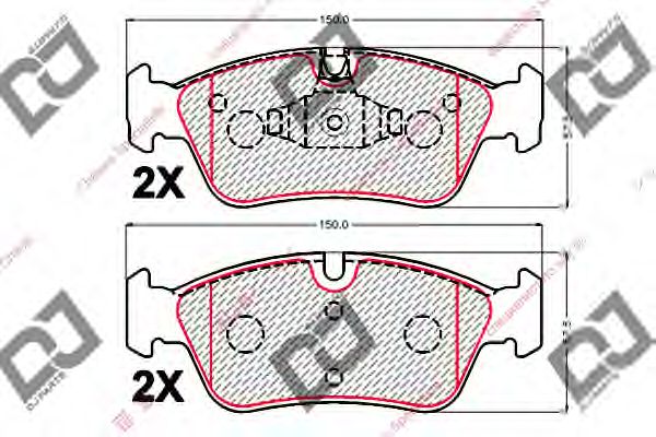 Комплект тормозных колодок, дисковый тормоз DJ PARTS BP2128