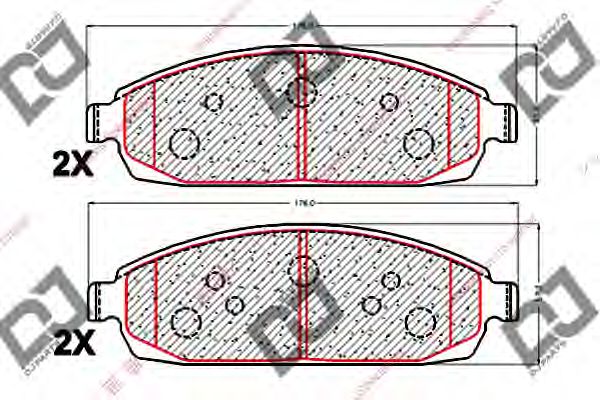 Комплект тормозных колодок, дисковый тормоз DJ PARTS BP2026