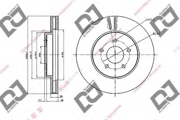 Тормозной диск DJ PARTS BD1967