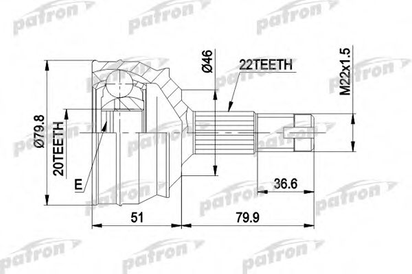 Шарнирный комплект, приводной вал PATRON PCV1013