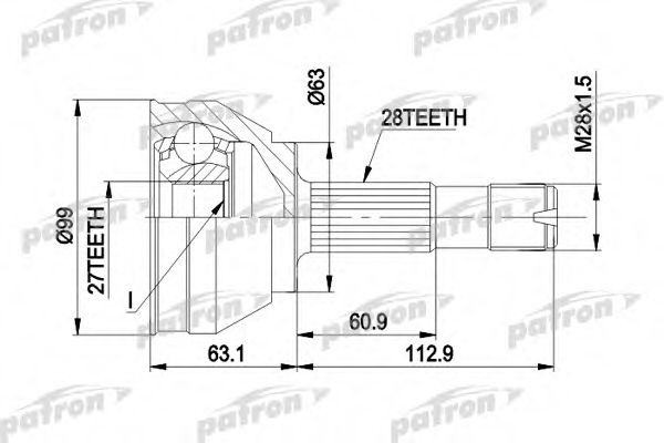 Шарнирный комплект, приводной вал PATRON PCV1020