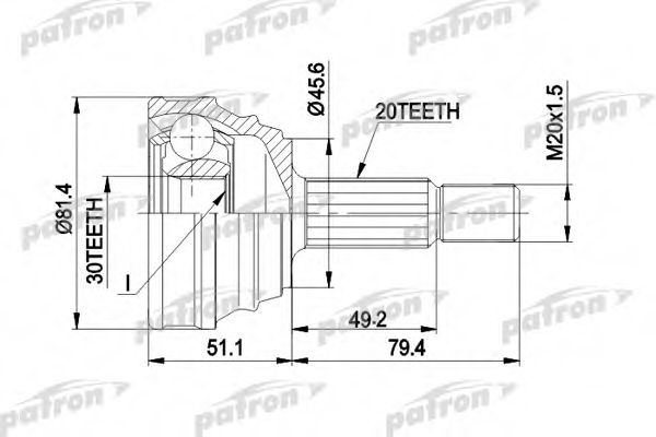 Шарнирный комплект, приводной вал PATRON PCV1034