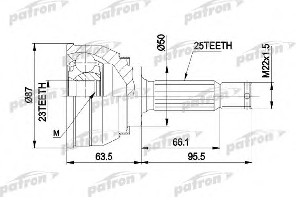 Шарнирный комплект, приводной вал PATRON PCV1048
