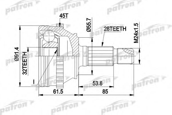 Шарнирный комплект, приводной вал PATRON PCV1090