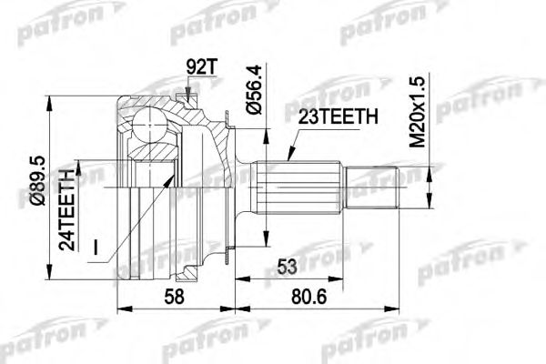 Шарнирный комплект, приводной вал PATRON PCV1108