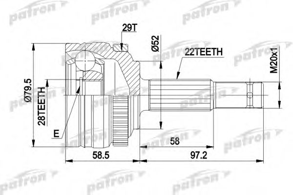 Шарнирный комплект, приводной вал PATRON PCV1116