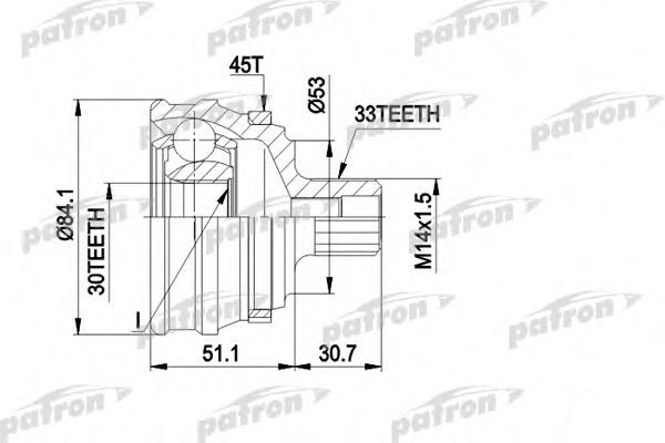 Шарнирный комплект, приводной вал PATRON PCV1122