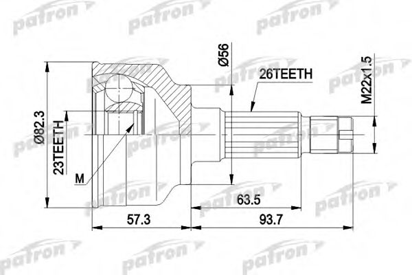 Шарнирный комплект, приводной вал PATRON PCV1135