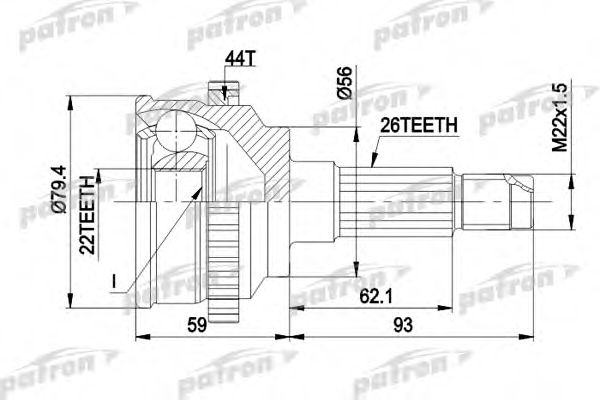 Шарнирный комплект, приводной вал PATRON PCV1141