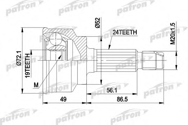 Шарнирный комплект, приводной вал PATRON PCV1171