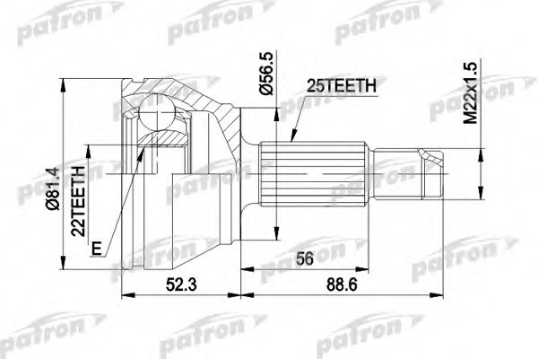 Шарнирный комплект, приводной вал PATRON PCV1192