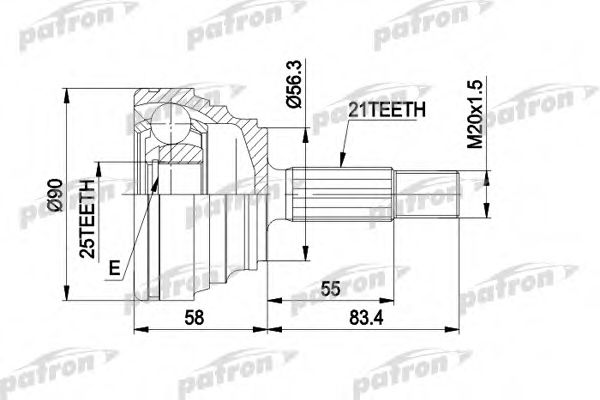 Шарнирный комплект, приводной вал PATRON PCV1204