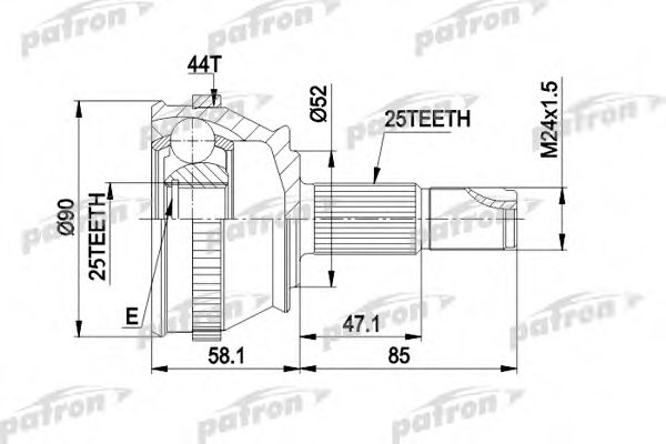 Шарнирный комплект, приводной вал PATRON PCV1212