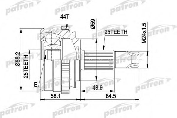 Шарнирный комплект, приводной вал PATRON PCV1214